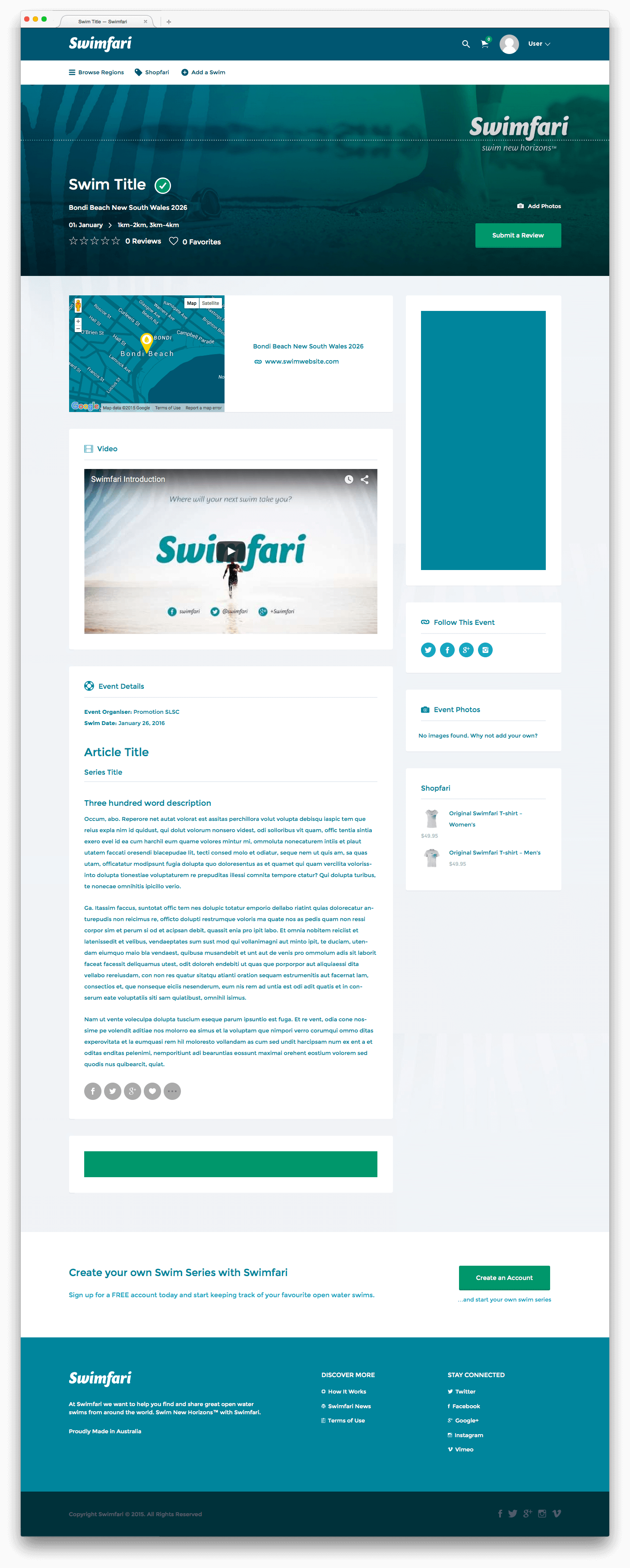 Swimfari Sample listing page