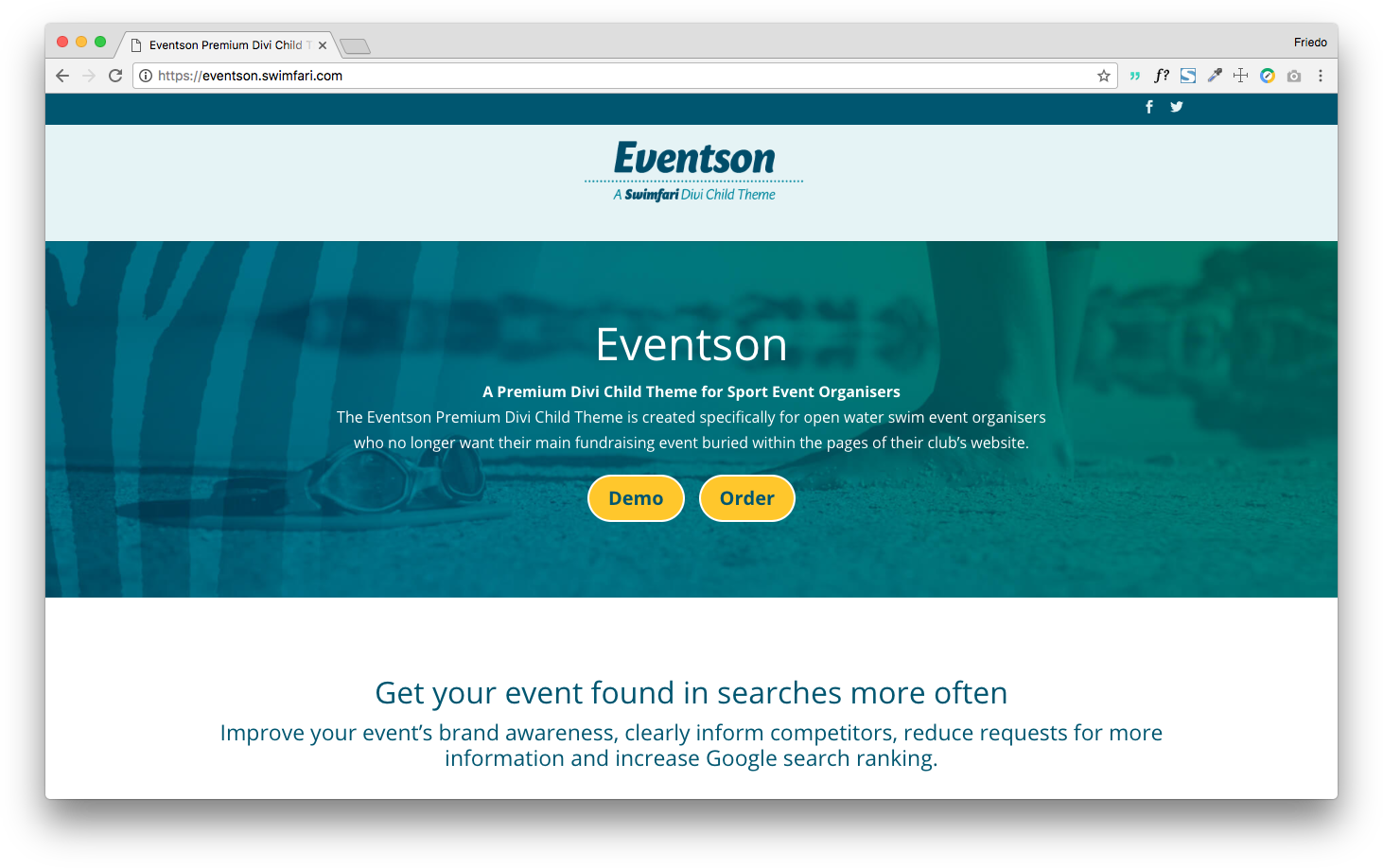 Eventson Open Water Swim Event Website